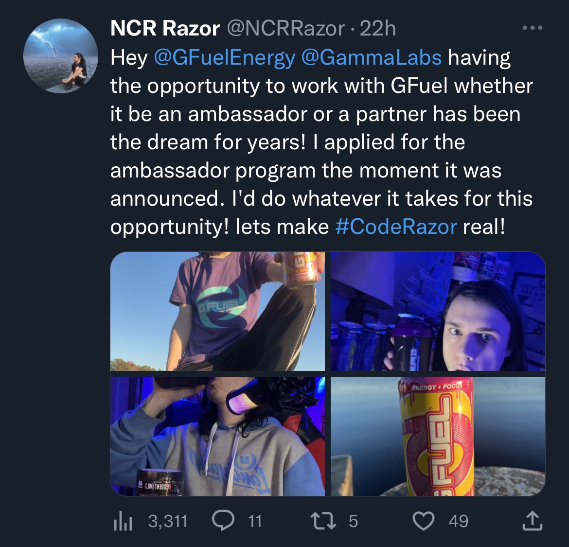 Raz0rArmy's tweet photo. God damn I fucking love you guys ❤️ WE GOT THIS BABY!!! #CodeRazor TO THE FKN MOON 🌙 https://t.co/uV5ggFuA1S