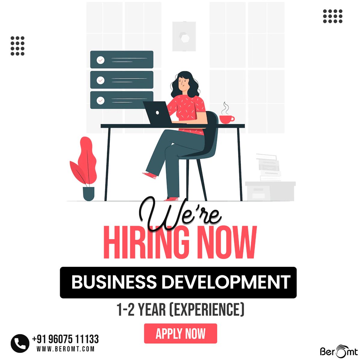 beromtcosmetic's tweet photo. !! WE ARE HIRING !!
We at Beromt Pvt. Ltd. are hiring Business Development Executive at Pune Location.
Job Description:
Profile - Business Development Executive
Experience - 1-2 Years
Notice Period - immediate joiners or within 10 Days
#Beromt #openforopportunities #HIRINGNOW https://t.co/CXKH8JFVSd