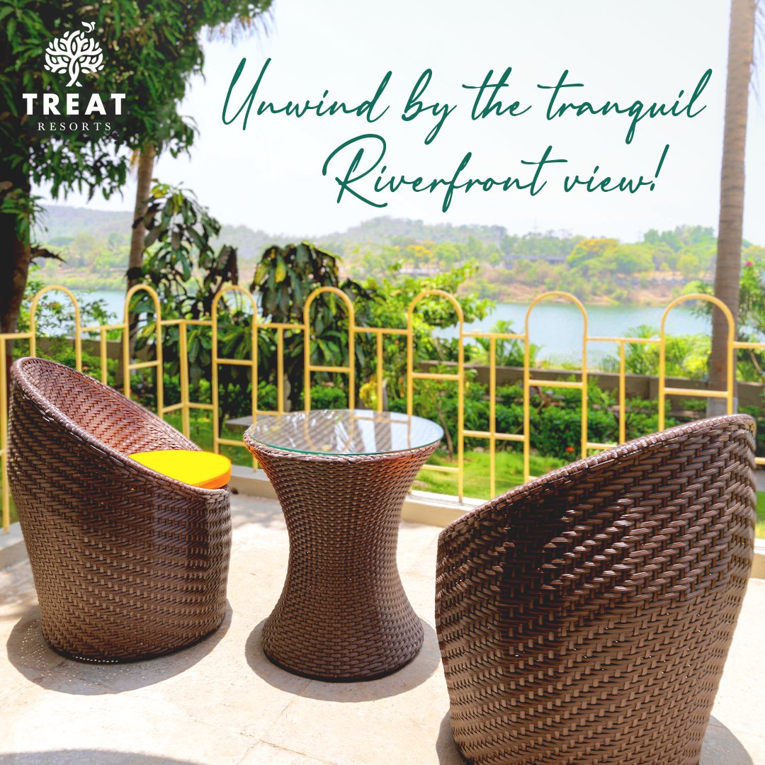 ExperienceTreat's tweet photo. Halt. Sit. Unwind.
Escape to paradise at RAS by Treat Resorts, where the #riverfrontview and lush greenery create the perfect setting for a relaxing stay.
For Reservations,
📍 RAS by #TreatResorts, #Silvassa: +91 9873776477
Or visit: https://t.co/rbfX8Y6oNb
#Refresh https://t.co/Jn3wPoVtyF