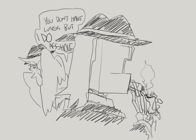 i love drawing characters who cant physically smoke still somehow smoking 