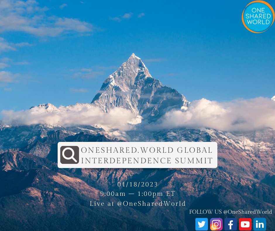 OneSharedWorld's tweet photo. Don't miss our annual #OneSharedWorld Summit - "Rise or Fall Together: Intergenerational
Collaboration for an Interdependent World".
Join us, registration is free! https://t.co/Ey7V3odhzq
#Interdependence https://t.co/PBApkEEmrK