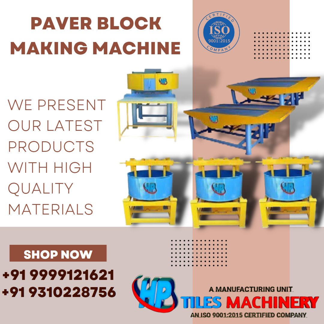 HP_Machinery's tweet photo. HP Tiles Machinery a biggest Manufacturer of Interlocking Tiles Making Machine , Paver Block Making Machine.
Contact Us🤙
📞 9999121621
📞 9310228756
#vibrationtable #HardenerMakingMachine #concretemixer #pvcmould #tilesmould #rubbermould #panmixer #interlockingtilesmakingmachine https://t.co/iTU9mo7IE0