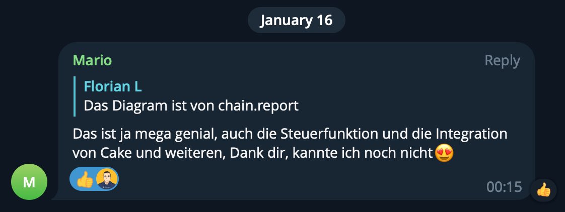 flo_chainreport's tweet image. More and more users are happy tp see that chain.report is a great tax tool reporting tool for also tracking their portfolio related to the #DefiChain #CakeDeFi @DFX_Swiss and @Lock_Space_