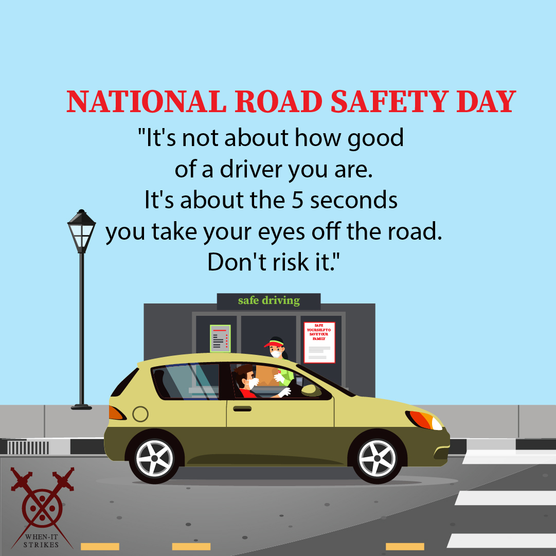 Day 5, Don't risk it! No matter how good of a driver you are, it only takes five seconds for something to go wrong when you take your eyes off the road. Stay #safe and keep your eyes on the road!

#nationalroadsafetyweek #roadsafetyweek #nationalroadsafetyday #roadsafety