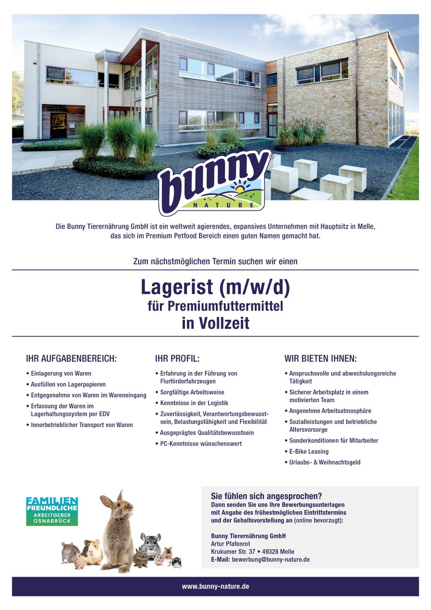 bunny_nature's tweet photo. Wir stellen ein und suchen Dich! #Lagerist #bunnyNature #Stelleanzeige #Zukunftsperspektive https://t.co/bJIUROOQxF