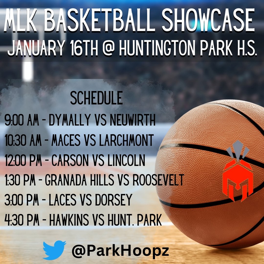 ParkHoopz's tweet photo. MLK Basketball Showcase!!! Hosted by Huntington Park H.S. January 16th! #mlkbasketballshowcase #hsbball @latsondheimer https://t.co/2t95KCwnVV