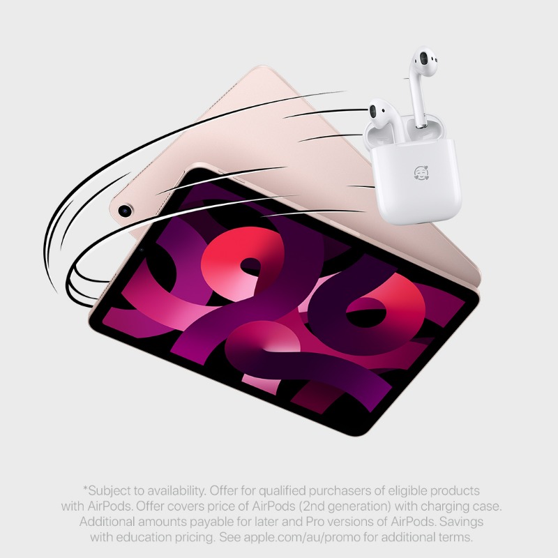 Apple's tweet photo. Save on iPad with an education discount. Plus get AirPods.