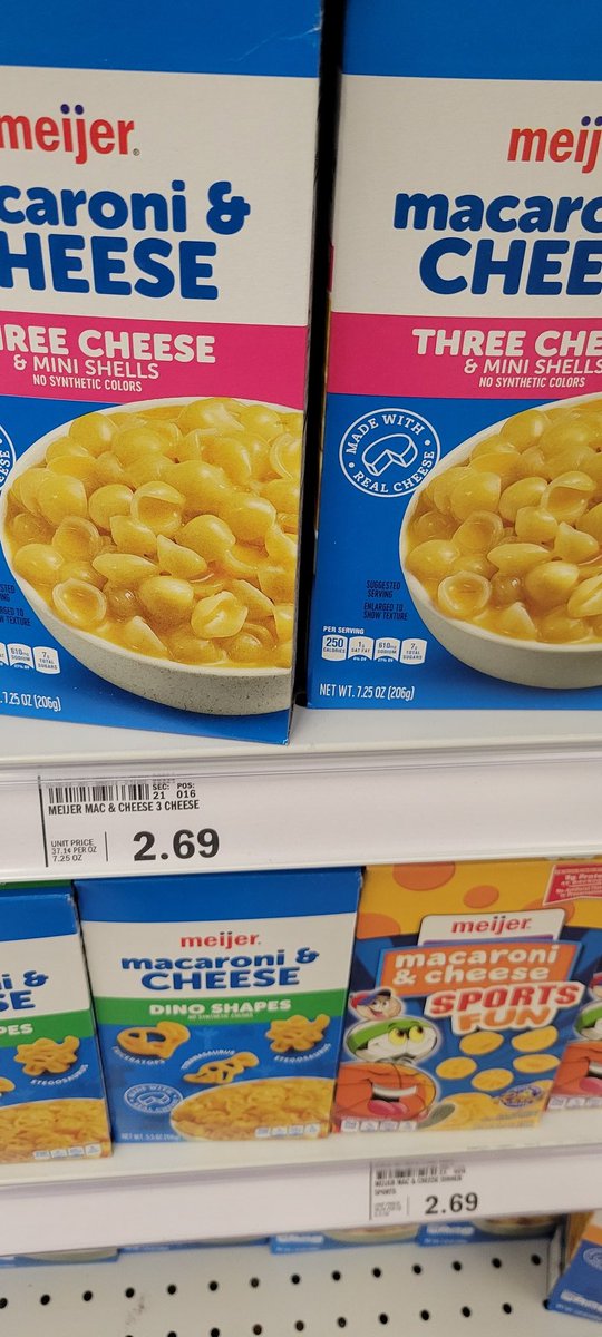 dibokkiller's tweet photo. @meijer how did the Mac and cheese go up $2 dollars today? On the website still shows .069 but in store right now its 2.69 https://t.co/lrXc1DGnOS