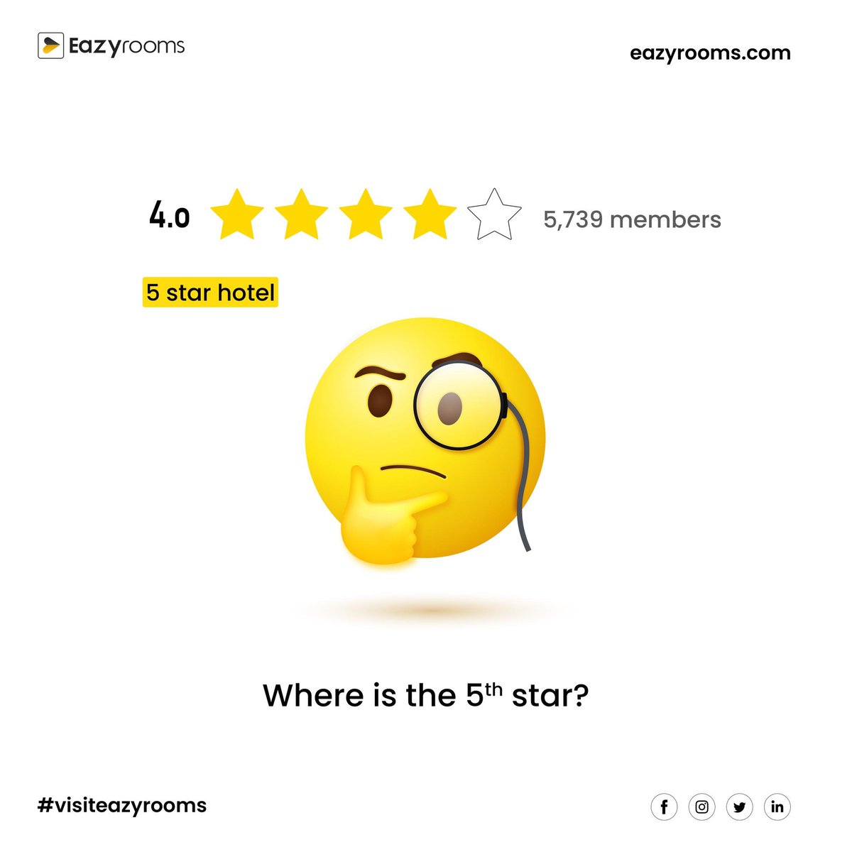Give the best services to your customers with Eazyrooms, Which eventually become the 5star hotel

#EazyRooms #Hotelmemes #SmartRoomApp #RoomService #HotelTech #TravelTech #HotelService #HotelFoodOrders #HotelApplication #PlatformForHotels #HospitalityApp