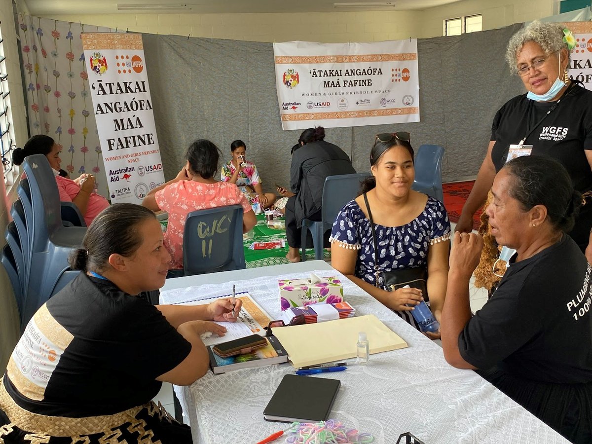 After the volcanic eruption and tsunami hit #Tonga a year ago, @UNFPAPacific established “Women & Girls Friendly Spaces” to provide #lifesaving sexual #reproductive health & #GBV services, reaching over 1,300 women & girls of all ages. #NoViolenceAgainstWomen #EndGBV #SRHRiE