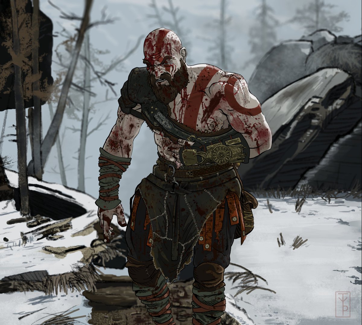 Ty3p_0's tweet photo. This was just the beginning of another long path.

God of War fan art based on the character concept by Raf Grassetti, Dela Longfish and Jose Cabrera.
#godofwar #kratos #fanart #ty3p_0 #illustration #sonysantamonica #art #drawing #digitalpainting #artist #wacom #2Dart #photoshop https://t.co/rGg64abfOy