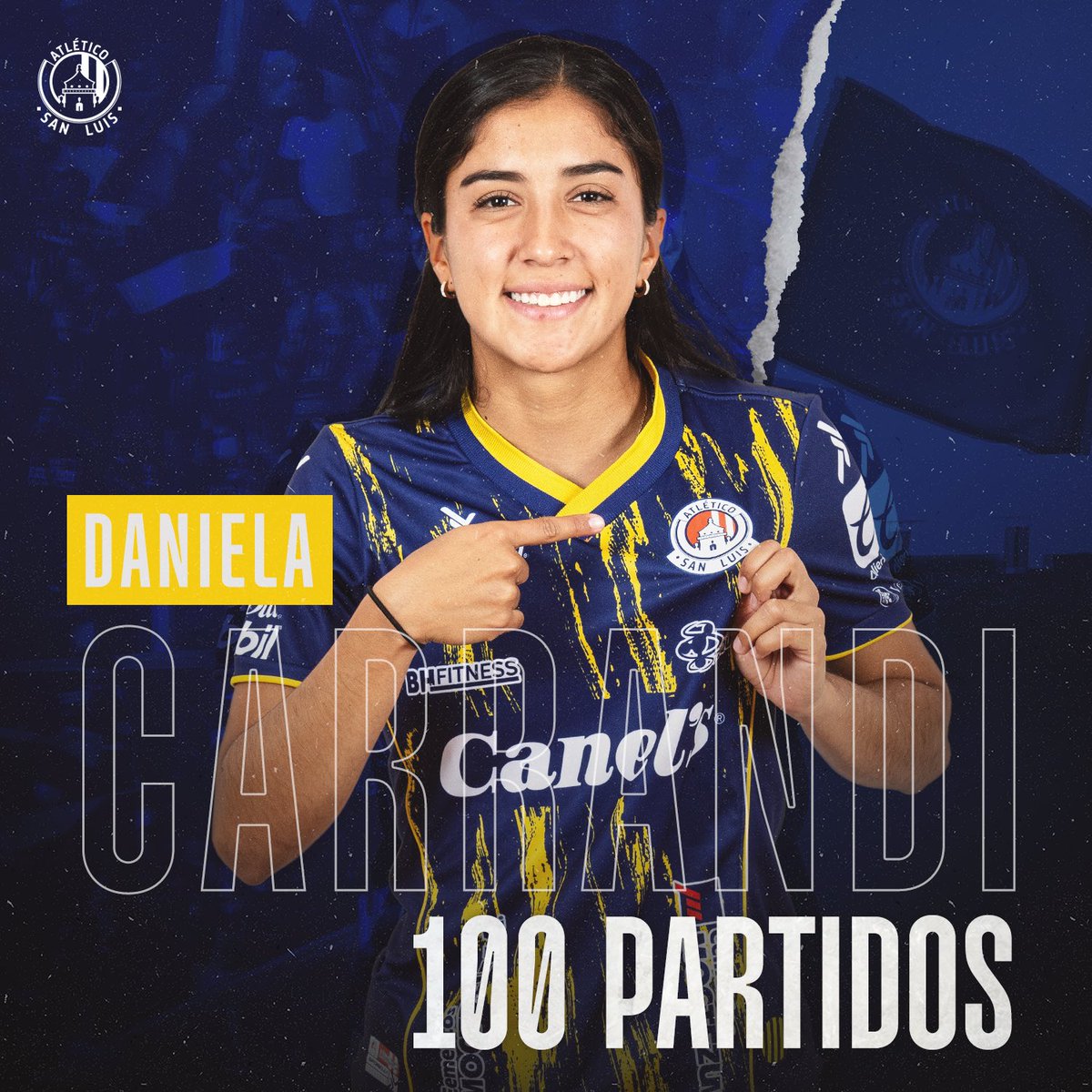 ¡100 partidos de Carrandi! 🥹

Esta tarde, en el partido ante León, la delantera <a href="/danicarrandic/">Dani Carrandi</a> cumplió 100 partidos defendiendo nuestra camiseta. 💙💛

Todos los detalles ➡️ bit.ly/3IT1vxe

#ConAlmaPotosina