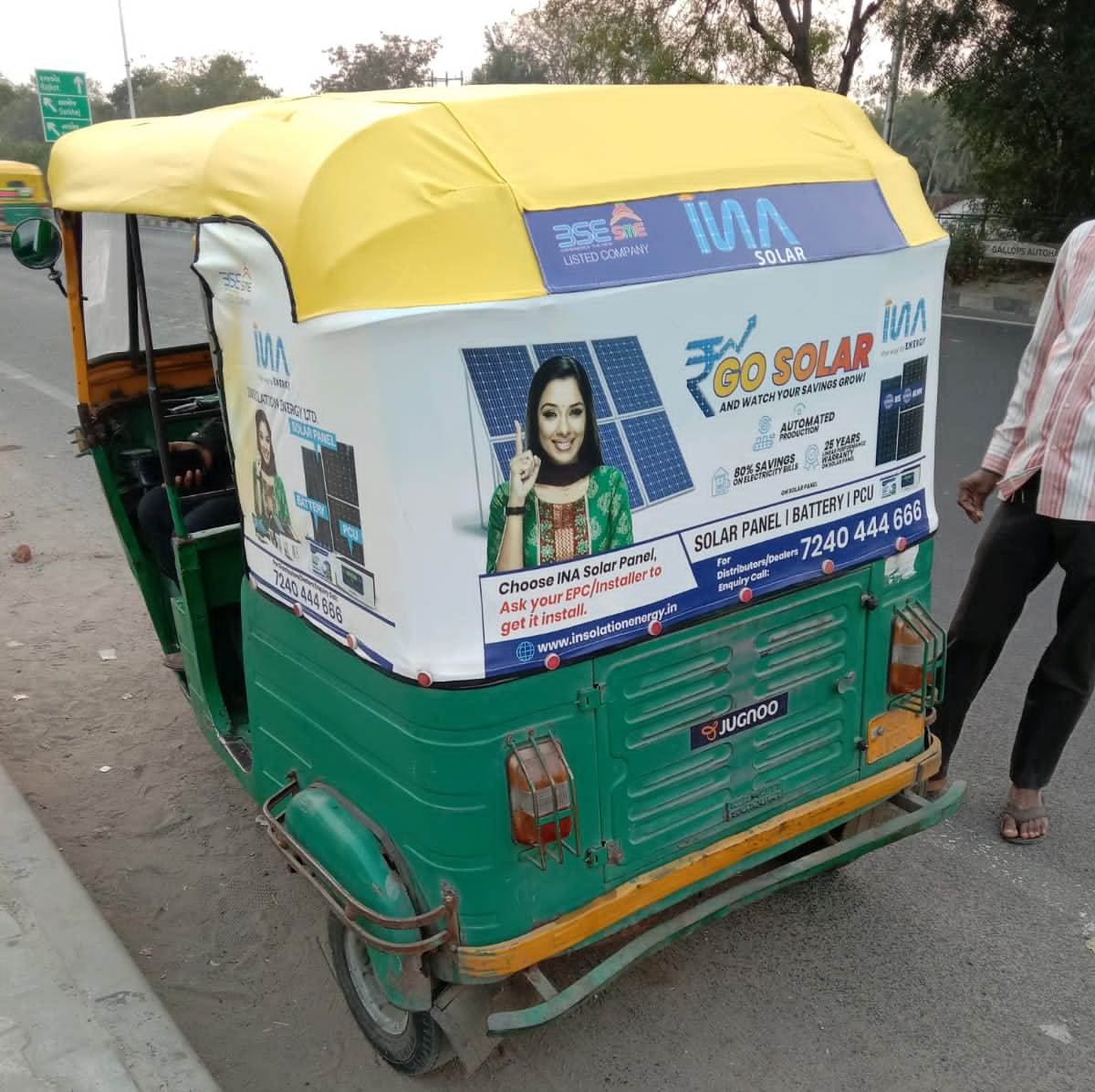 insolationenrgy's tweet photo. Keep a lookout for our branded autos that are thronging in the streets of Ahmedabad.
Successfully deployed Auto Branding Campaign that would add its impact on the decisive dent in the solar market in Gujarat.
#INASolar #InsolationEnergyLtd #AutoBranding #Campaign #solarpanels https://t.co/gxRnjqCJpo