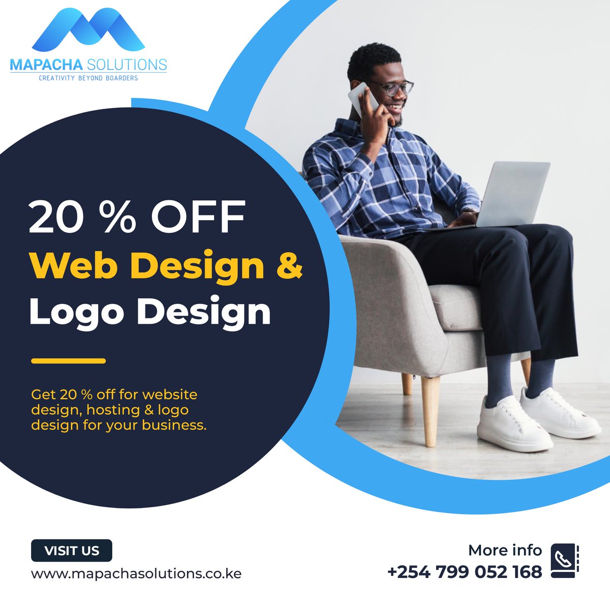 mapachasolution's tweet image. Get 20 % off for website design, hosting &amp;amp; logo design for your business. mapachasolutions.co.ke