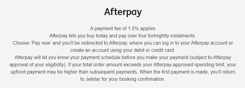 longhorncapital's tweet photo. This is on the Jetstar payments page - has this always been the case, or have they started to pass on $APT merchant fee (partial?) to the consumer? Given Alan Joyrce is running $QAN, my guess is he's trying to squeeze every last dollar out of every last cunt on this continent! https://t.co/A62w5XFyq6