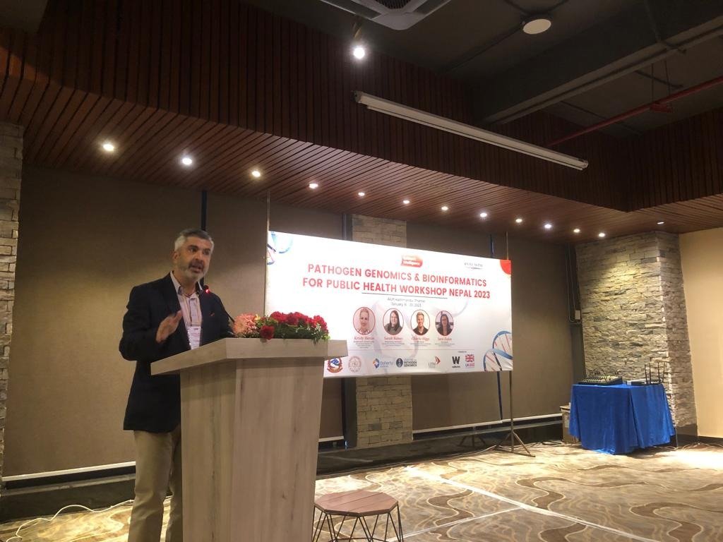 BiratNepal's tweet photo. Thrilled to start the Pathogen Genomics & Bioinformatics Workshop in Kathmandu. Thanks to our funders @wellcometrust @FCDOGovUK & partners @UniMelb #CMDN #NHRC. Participants from various government & non-government pathogen sequencing organizations participated in the workshop. https://t.co/8QRfOud4oh