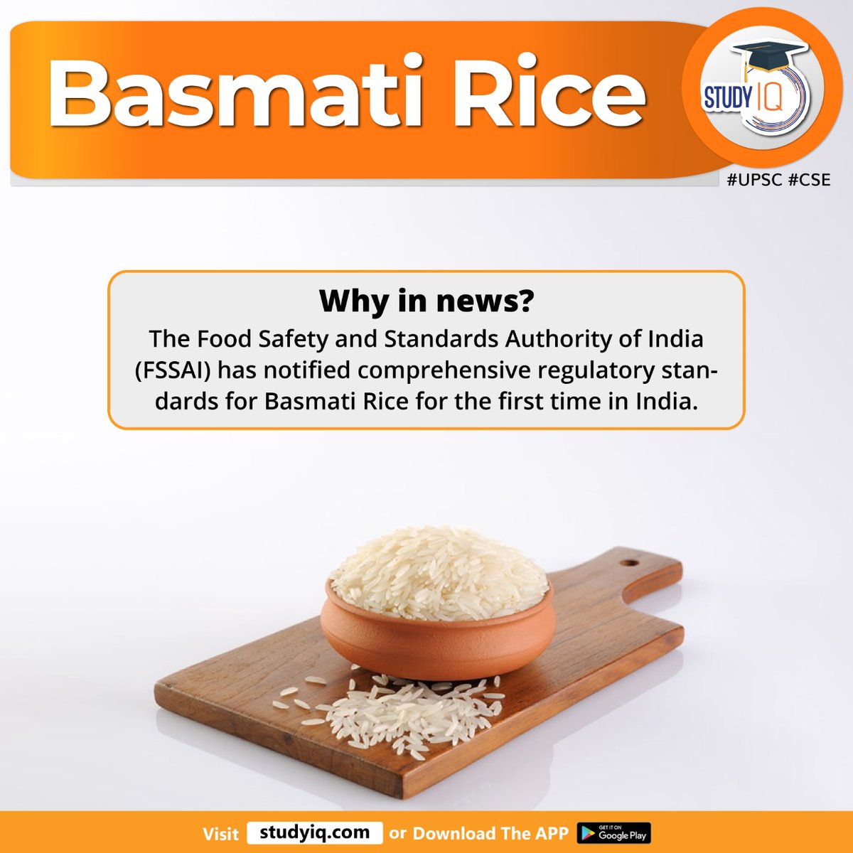 upsciq's tweet photo. Basmati Rice
#basmatirice #whyinnews #foodsafety #standardsauthorityofindia #fssa #india #premiumvarietyofrice #himalayanfoothills #aroma #flavour #geographicalareas #fssai #tradeofbasmatirice #domestically #globally #consumerinterest #upsc #cse #ips #ias https://t.co/Fi6qSBWmjO