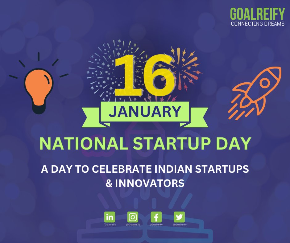 'START' working on your idea to 'UP' lift the lives of others. 🚀 

#goalreify #NationalStartupDay #StartupDay #Staertup #Startups #StartupIndia #StartupGrind #StartupIndiaStandupIndia #IndianStartup #India