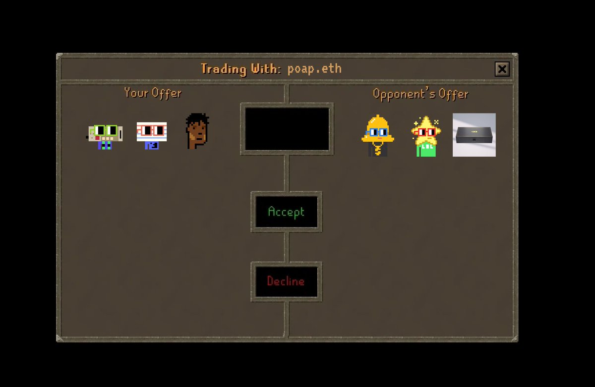 SalvinoArmati's tweet photo. request for product: an NFT bartering desk, but with the trading ux of runescape https://t.co/bTB7hTc8SL