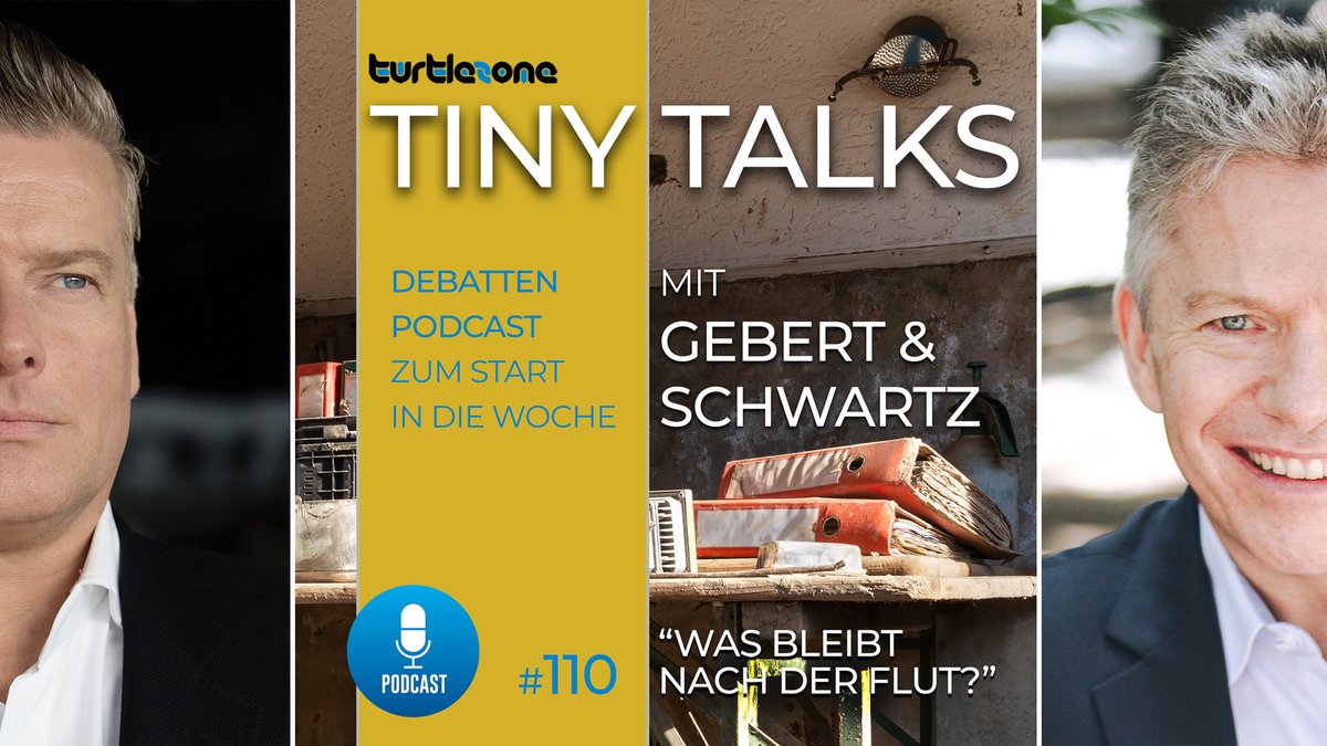 OSchwartz's tweet photo. In der neuen #Podcast-Episode der #Turtlezone Tiny Talks erinnern Dr. Michael Gebert und Oliver Schwartz an die #Flutkatastrophe im #Ahrtal und fragen „Was bleibt nach der Flut?“. Überall, wo es gute Podcasts gibt Kundin der Mediathek unter https://t.co/xEEiCvMhN5 🎙🎧 https://t.co/GYjPnM7uYP