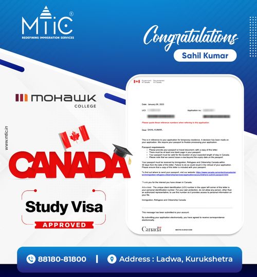 mtic_in's tweet photo. Congratulations Sahil Kumar For CANADA STUDY VISA.
.
.
Meet our experts at #MTIC and clear all your doubts
📲Call: 88180-81800
🏢 Or visit us @ Ladwa office at Indri chowk Kurukshetra office - sector 7

#studyincanada #canada #canadavisa #canadapr #canadaimmigration https://t.co/mckOhAOkdu