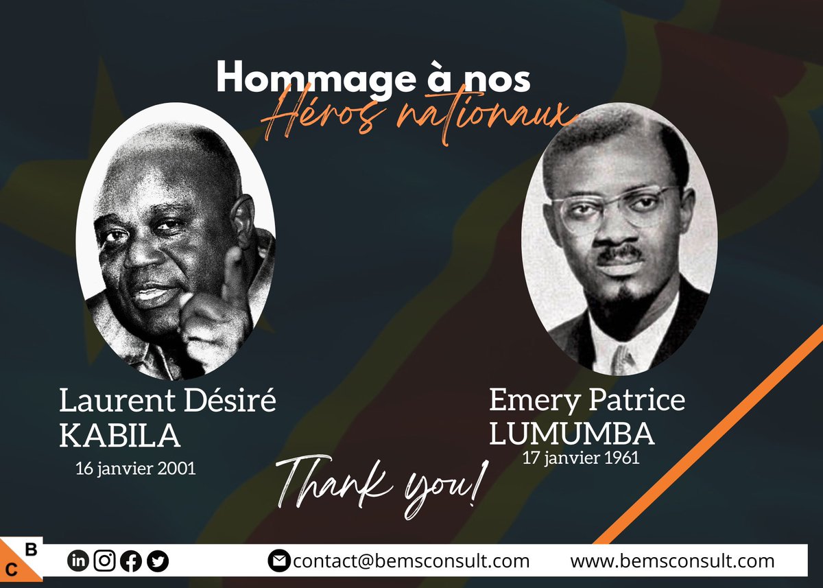 bems_consult's tweet image. En mémoire de nos héros nationaux Laurent Désiré KABILA et Patrice Emery LUMUMBA.