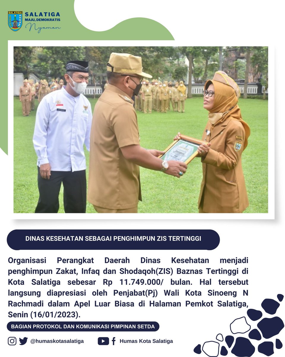 HumasSalatiga's tweet photo. @jokowi  @ganjarpranowo @TajYasinMZ @Sinoeng69 #salatiga #dinaskesehatan #baznas #ZIS #pjwalikota #walikota #zakat #infaq #shodaqoh https://t.co/gNuiz1mOHI
