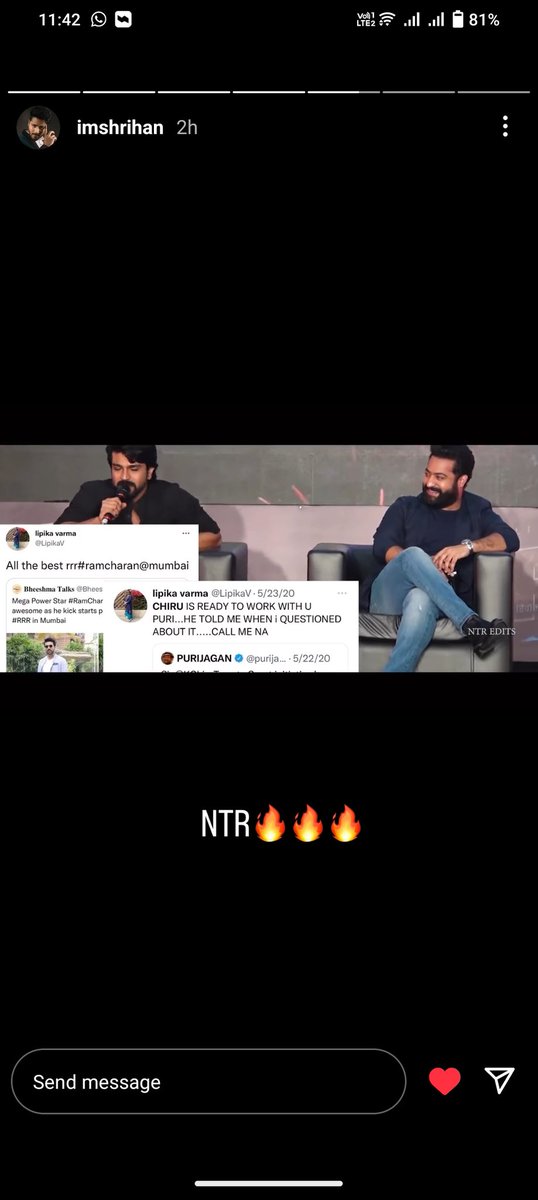 #BiggBossTelugu6 fame #shrihan insta story 💥🔥

#ManOfMassesNTR