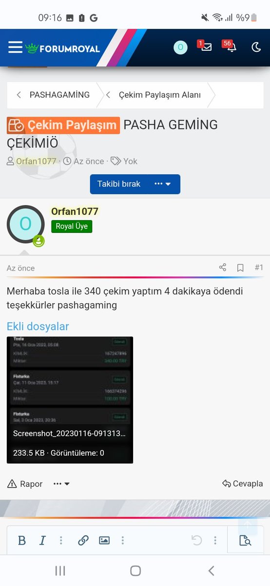 Büro: <a href="/PashaGamingOff/">PashaGaming</a> 
Tutar: 340TRY
Yöntem: Tosla
Ödeme zaman:4 dakika

#pashagaming 

forumroyal2.com/konu/pasha-gem…