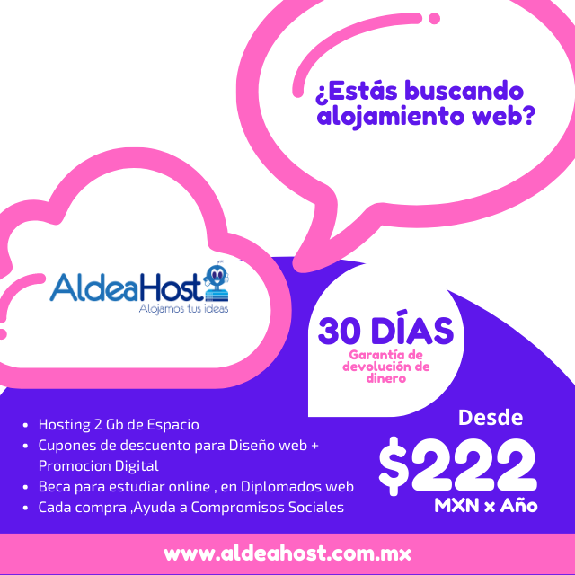 aldeahost's tweet photo. Solo Alojamiento web de @aldeahost desde $222  al año , No Incluye Registro de dominio https://t.co/krVzncu2v7  #hosting https://t.co/X9DGrhybYD