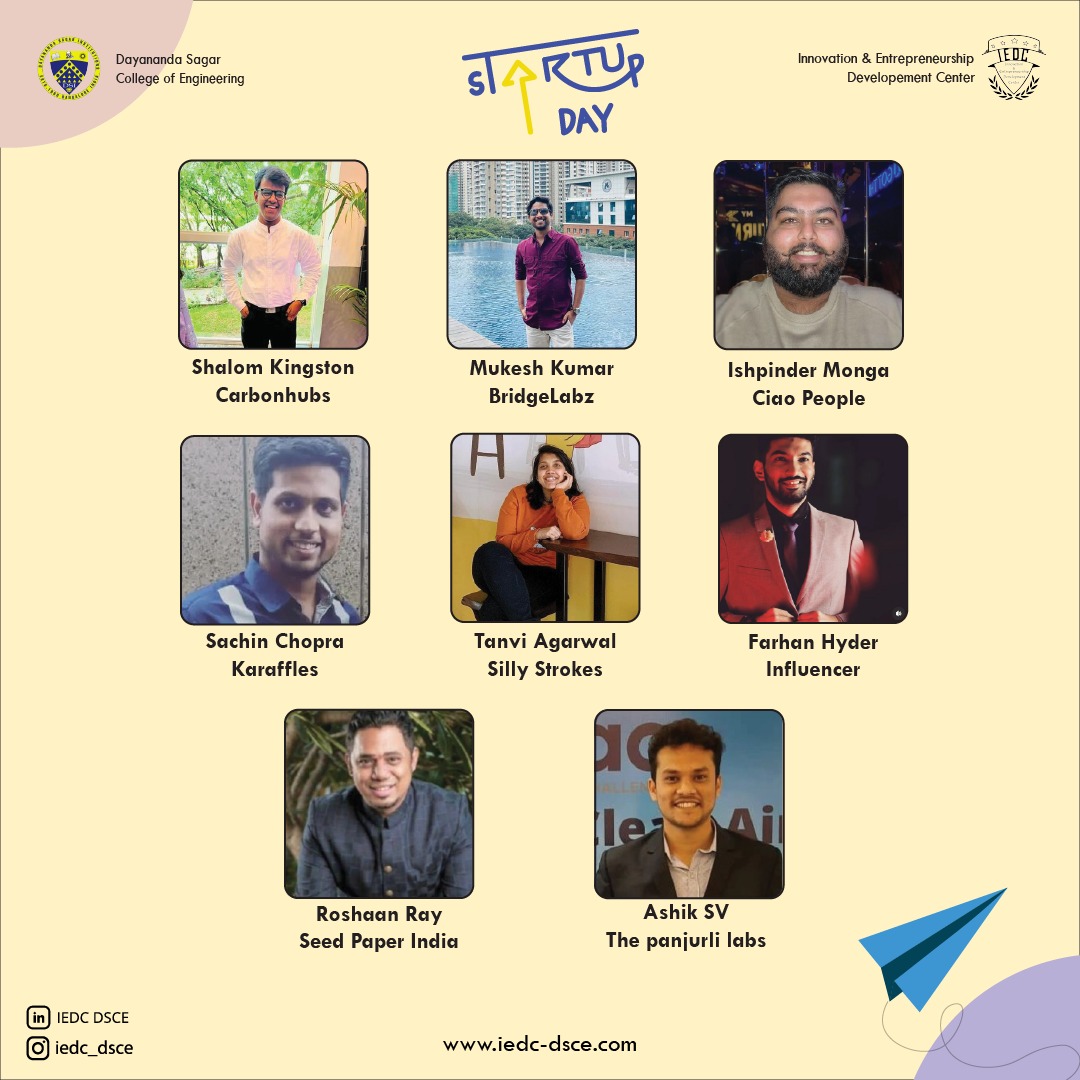 iedc_dsce's tweet photo. The "Never Settle" squad
IEDC wishes you all a very Happy StartUp Day.
We appreciate the startup journey of IEDC DSCE alumni and wish them all the very best for their upcoming journey.
#startupindia #startupday #entrepreneurship #entrepreneur #iedc #alumni #dsce https://t.co/5YM7FP2xrJ