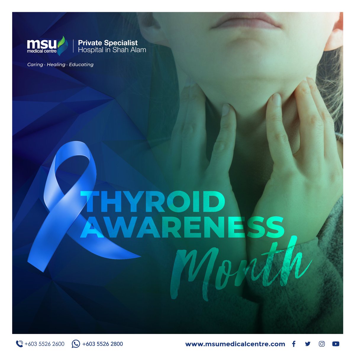 Examine your neck?

January is Thyroid Awareness Month.

#CaringHealingEducating 
#MSUMC 
#thyroidawareness