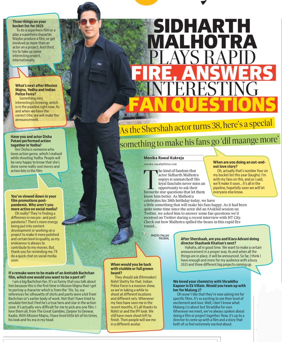 monikarawal's tweet photo. A treat for all #SidharthMalhotra fans. As promised, I asked @SidMalhotra some questions that you all had sent me on Twitter. And he happily answered all of them. Hope this makes you happy and you enjoy reading these. 💕🔥
#HappyBirthdaySidharthMalhotra https://t.co/bJMajmhkZG