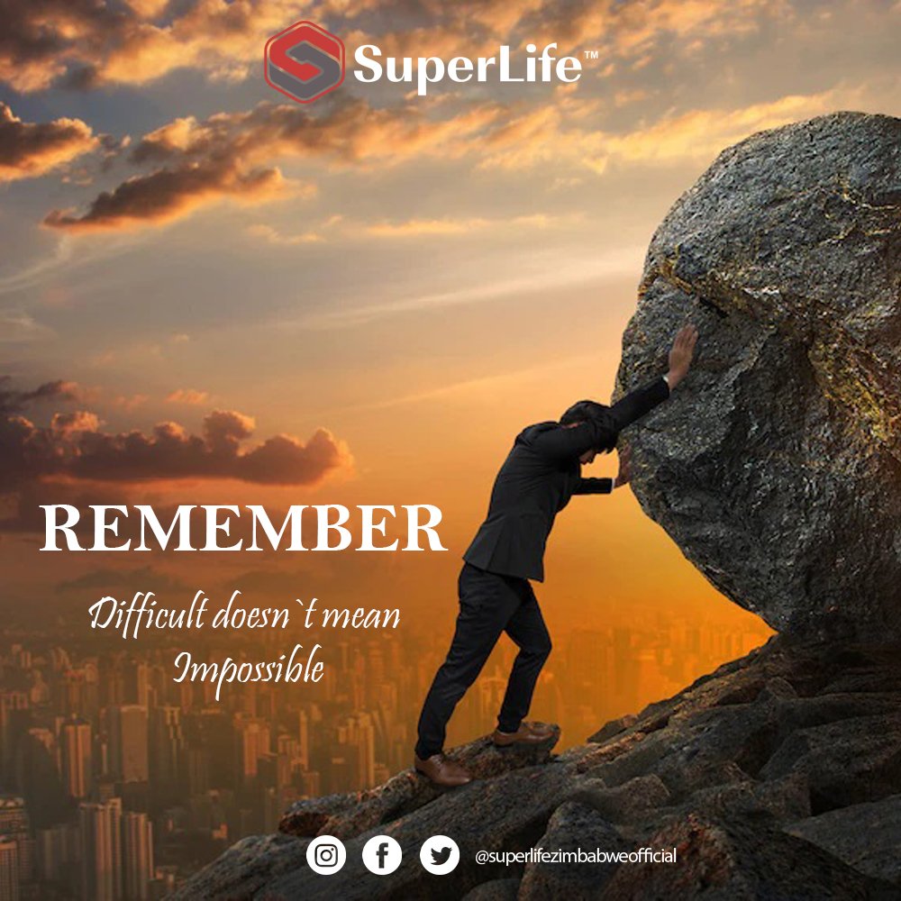 SuperlifeAfrica's tweet photo. It's a new week we try again!!
Remember, Difficult doesn't mean impossible !
Don't give up on your dreams. Hard times are part of the journey to success ✨️.
SuperLife Zimbabwe, The Year of Growth and Expansion
#LifeisSuper
#SuperLife
#DontGiveUp
#NewWeek
#GreatDaysAhead https://t.co/zd3iuGPtc7