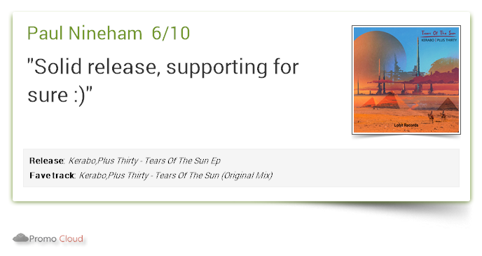 lohitrecords's tweet photo. Paul Nineham supports: @Kerabo - Tears Of The Sun (@Plusthirty Mix) 6/10 #newrelease https://t.co/ojubhVxx4Q https://t.co/CzjRzhTxxB