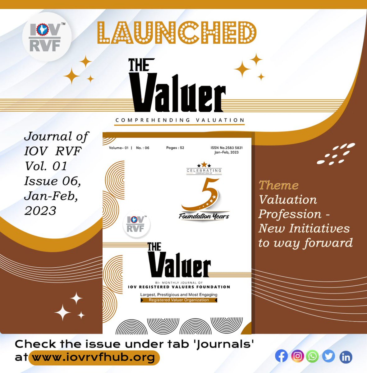 Get the E-Version of our Journal 'IOV RVF The Valuer' for the month of Jan Feb 2023.
Click on this link:- iovrvfhub.org/e_journals_det…

#iov #iovrvf #valuers #valuation #registeredvaluer #thevaluer #valuer #ejournal #newmagazine #journals #journal #magazine #onlinejournal #readnow