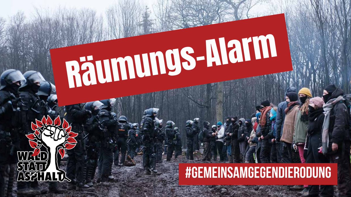 ++ Räumung #EichiBleibt 🆘 ++
Bitte kommt JETZT zum #Ulm|er Eichenwald&amp;stellt Öffentlichkeit her!

Noch gibt es keine geschlossene Polizeikette, noch könnten also sogar Bäume besetzt werden. Bauzäune sind am Start. Rechtsgrundlage der Räumung ist unklar!

#GemeinsamGegenDieRodung