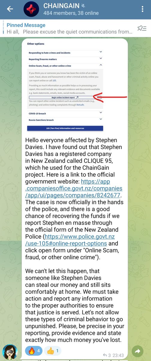 aUselessChris's tweet photo. 1/ Attention all scorned investors of $CGN and $GPOOL OG's
As @ChainGain_Defi's CEO Stephen Davies recently rugged his team and #chaingain investors, we just got the news the first police report have been filed in NZ so I ask anyone affected by this scam to follow this example. https://t.co/XYiL9gAq7A