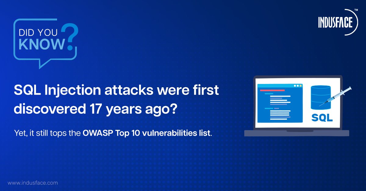 Indusface's tweet image. 👉 Even after so many years, why are applications still vulnerable to SQL Injection attacks? (see in thread)
#sqlinjection #sqlattacks #injectionattacks #owasp #vulnerabilities #applicationsecurity #apptrana #indusface