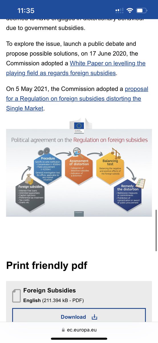 <a href="/NvOndarza/">Nicolai von Ondarza</a> <a href="/POLITICOEurope/">POLITICOEurope</a> During the Covid-19 pandemic, the European Commission approved over 
€2.3 trillion of German State aid measures as not being unduly distortive of the Single Market.

Yet the EU Foreign Subsidies Regulation regards awards of €4.1m, from outside the EU, as potentially distortive!