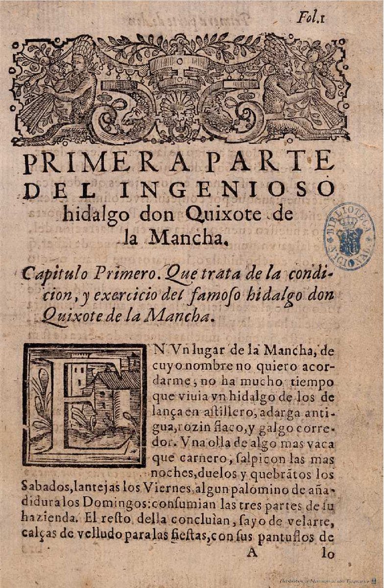 BNE_biblioteca's tweet photo. #TalDíaComoHoy, el 16 de enero de 1605, se publicó la primera parte de “El ingenioso hidalgo don Quijote de la Mancha”. Sólo se conservan 28 ejemplares de esta primera edición en el mundo, una de ellas en la #BNE. #DonQuijote #QuijoteBNE 
🔗https://t.co/1tfEEwhF3s https://t.co/zZGVJ9sEcZ