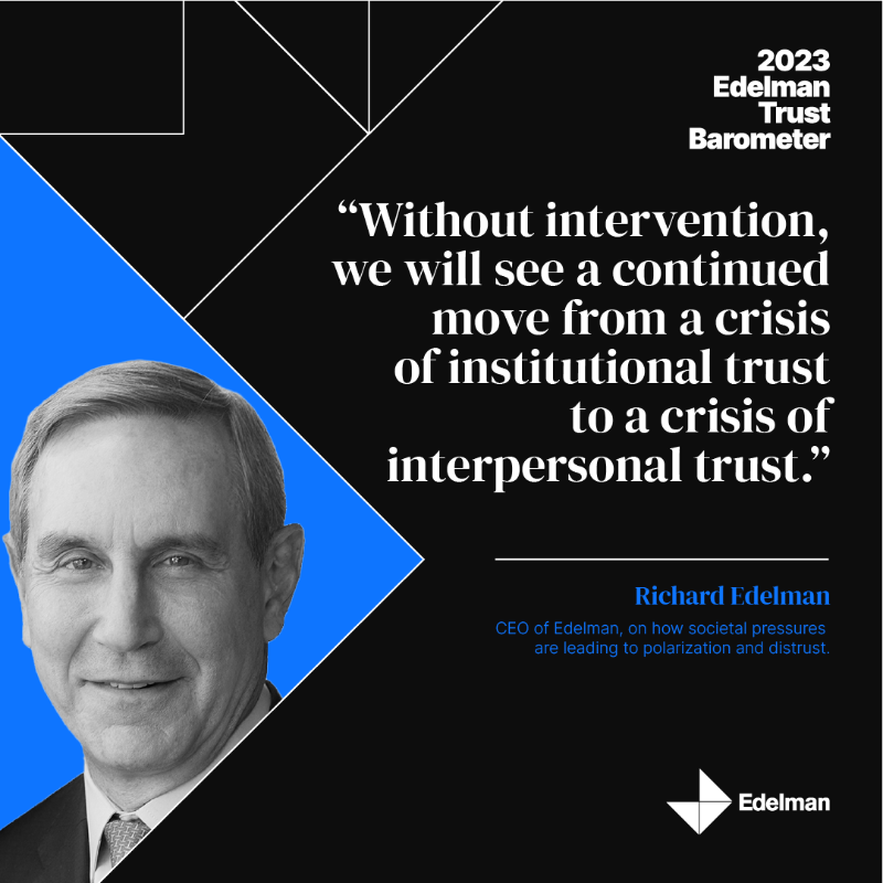 EdelmanPR's tweet photo. Our CEO, Richard Edelman, identifies the four key forces affecting trust: economic performance, institutional imbalance, mass-class divide, and the battle for truth.