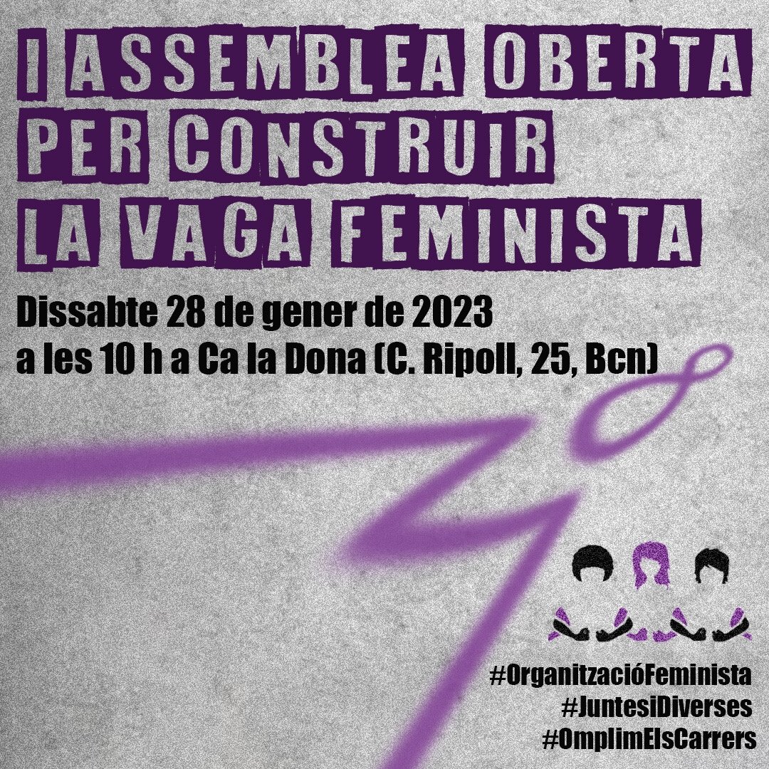 Engeguem motors per construir un #8M2023 combatiu, al carrer, a casa i a la feina. Perquè el patriarcat cisheterocolonial i capitalista ens continua explotant, oprimint i matant dia a dia i perquè tenim propostes perquè això canviï, aquest 28 de gener a <a href="/caladona/">Ca la Dona</a>  caminem juntes.