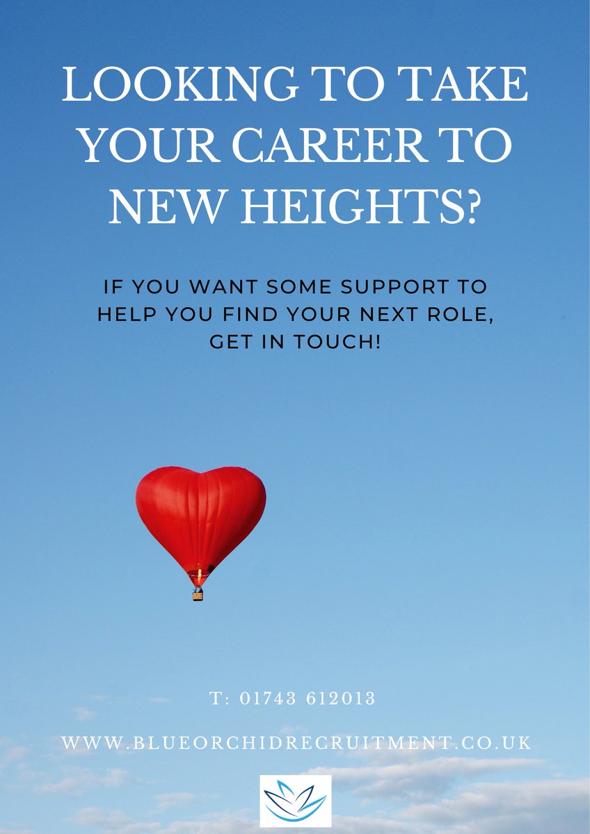 Are you looking for a new challenge? As we start a new year then perhaps for you, that means looking for a new job?

If this is you, then get in touch for a chat to see how we can help!

📞01743 612013
💻mail@blueorchidrecruitment.co.uk

#newcareer #careersupport  #careergrowth