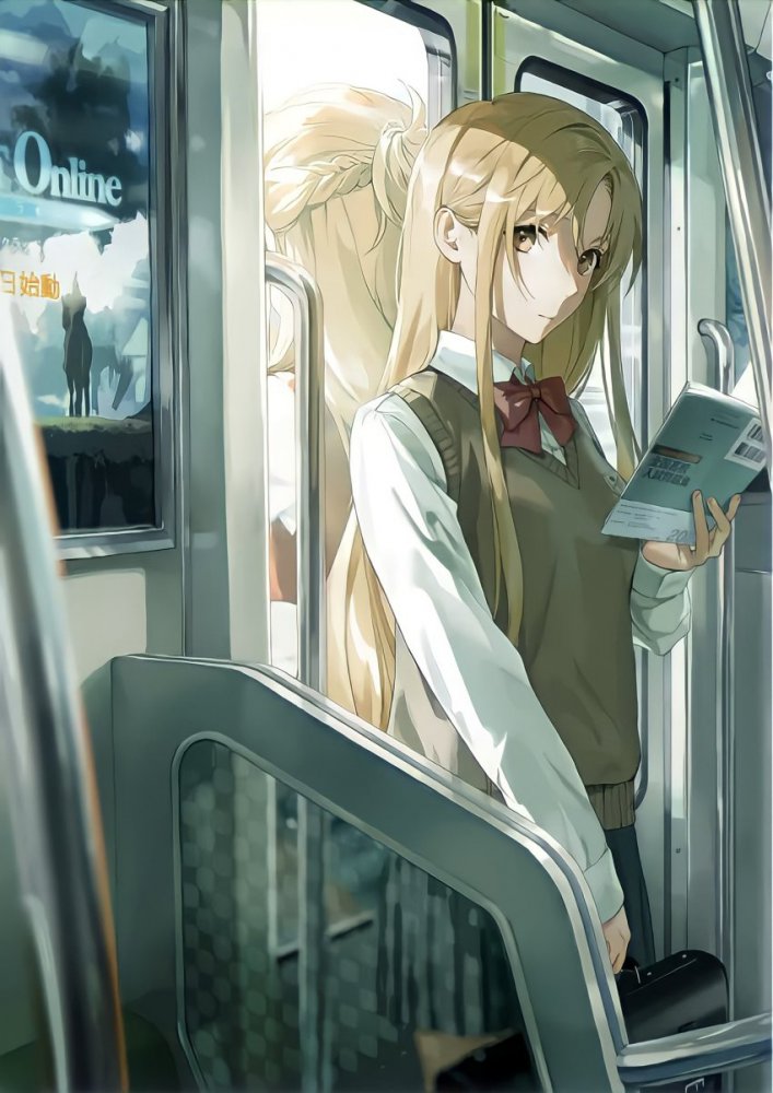 アスナ(SAO) 「(*'-`) 今日も平穏に乗り切れた。明日は冷え込みが増す早出仕事。今夜は特に暖」|まるすのイラスト