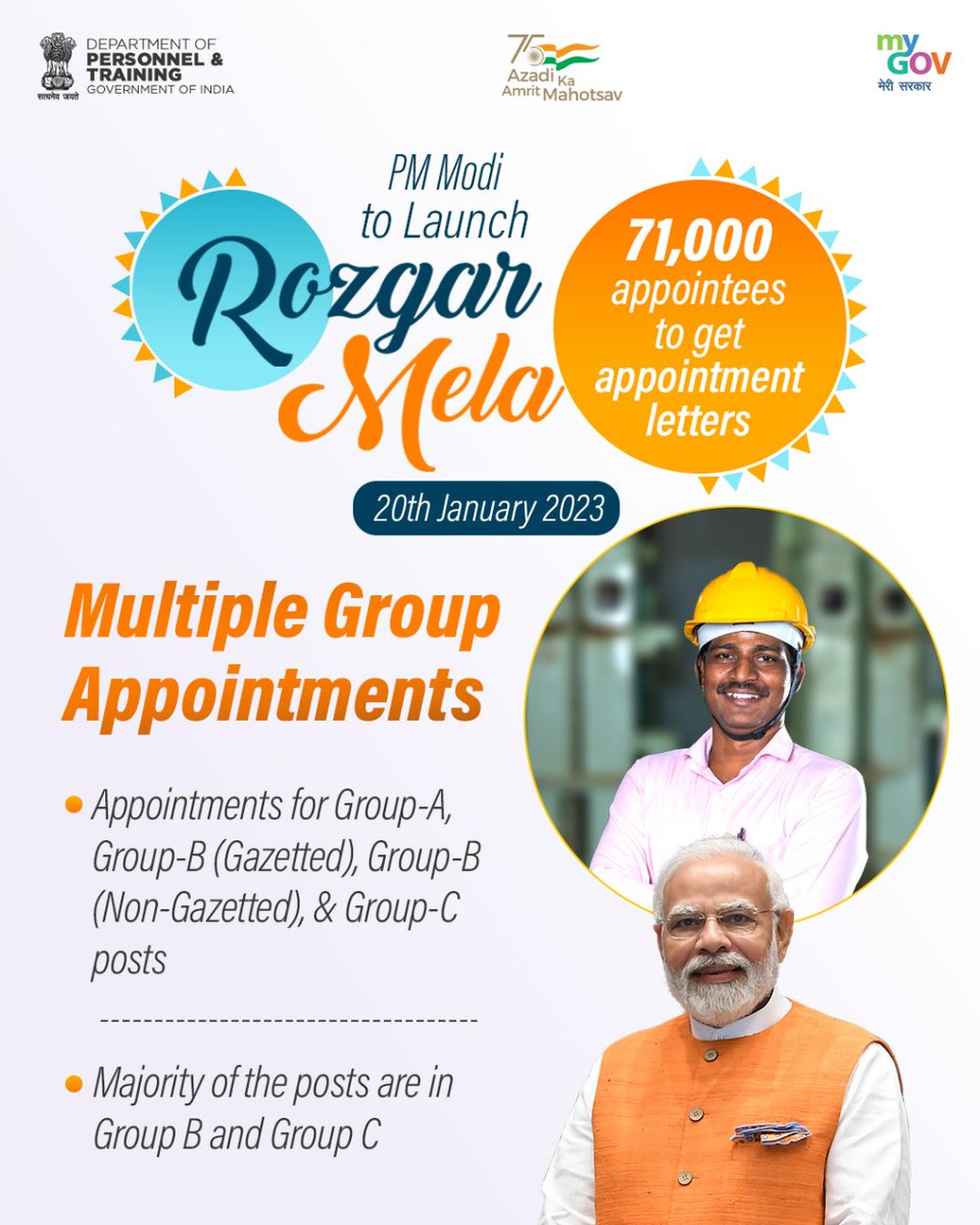 mygovindia's tweet photo. #RozgarMela has given wings to aspirations of our country's youth.

@DoPTGoI https://t.co/XODmpsJtxR