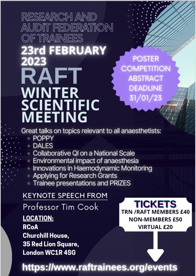 The RAFT WSM 2023! Book and submit your abstracts here: raftrainees.org/events