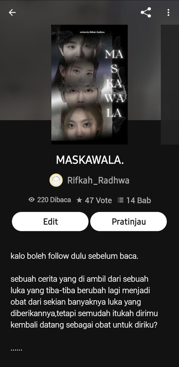 RifkahRadhwa's tweet photo. MASKAWALA 
written by rikara

cocok buat yang suka cerita family and romance nih!!!

#Wattpad #recomen #story 
#fanfiction #fanfic https://t.co/9fX1wMXRuX