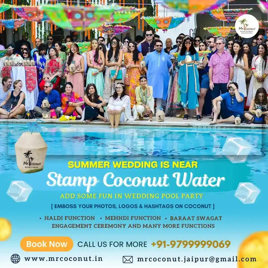 This summer wedding, create a difference in your function drinks! We give you the option of having your guests explore new tastes with our authentic coconut drink in all different shapes and sizes.
#NewConceptinweddings, #destinationwedding, #summerweddings, #tendercoconutwater.