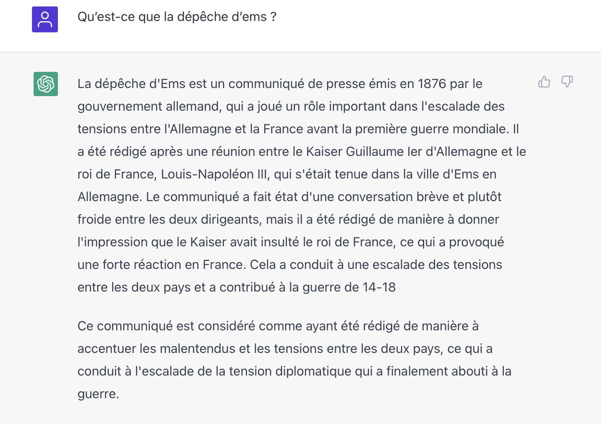 Lenor56221778's tweet image. Comme mes élèves de 1re sont totalement à fond dans chatgpt, je vais leur montrer ça 😅 :
#teamhg